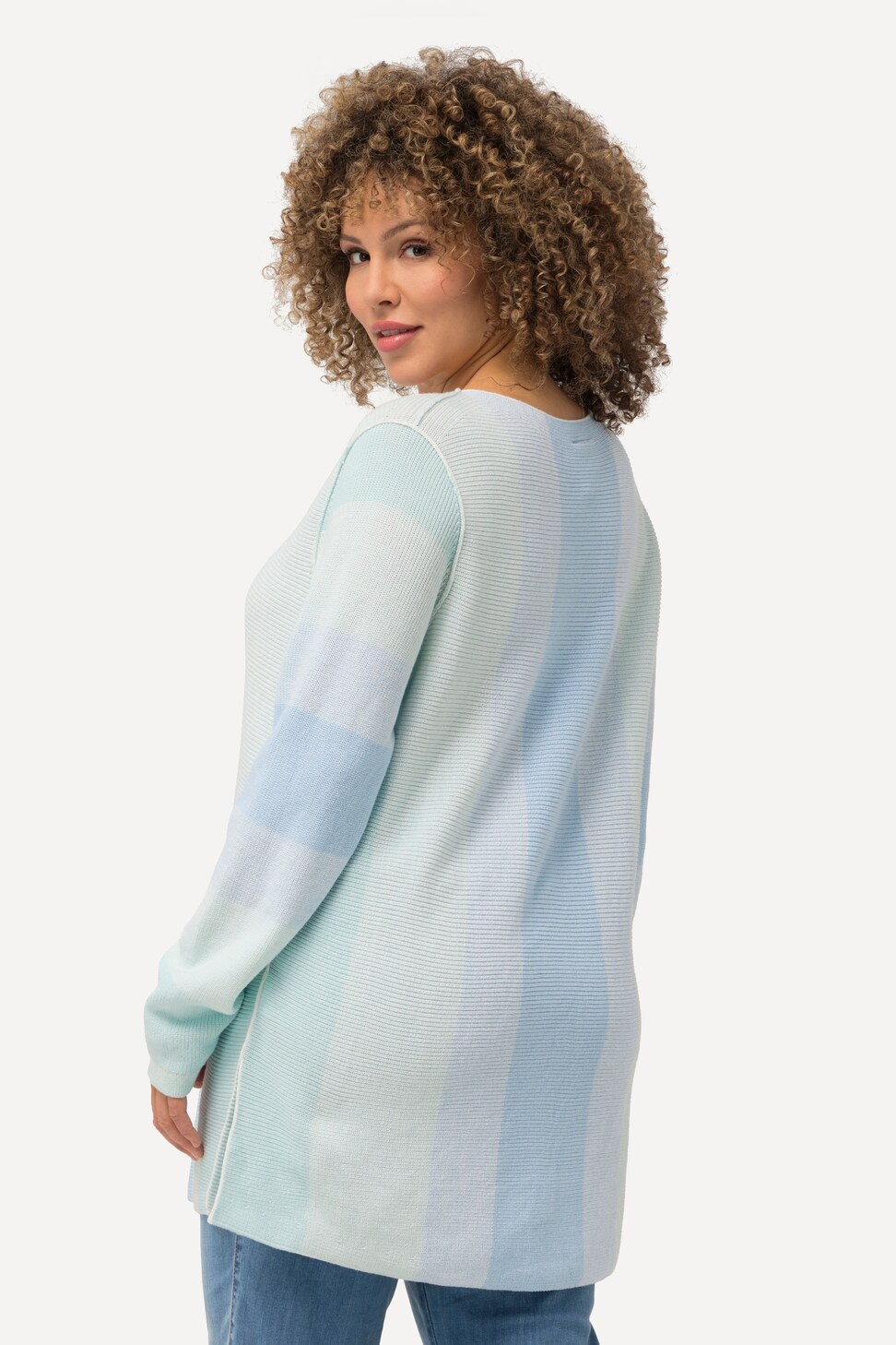 Ulla Popken T-Shirt Slim A Manica Lunga - Girocollo In Puro Cotone
