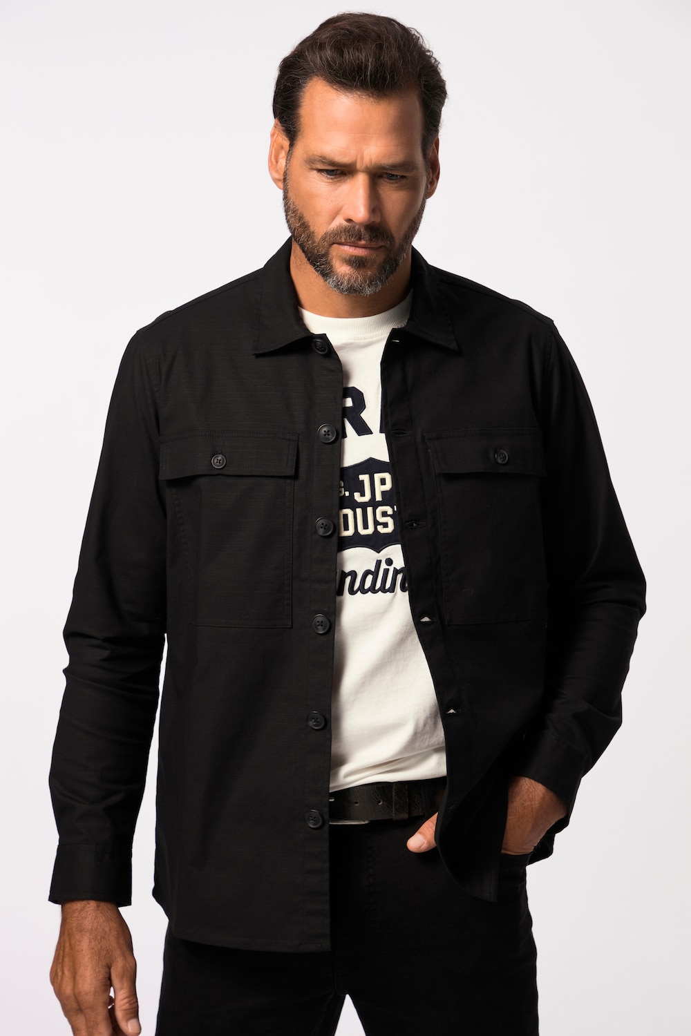 grandes tailles chemise/surchemise collection workwear, hommes, noir, taille: xxl, coton, jp1880