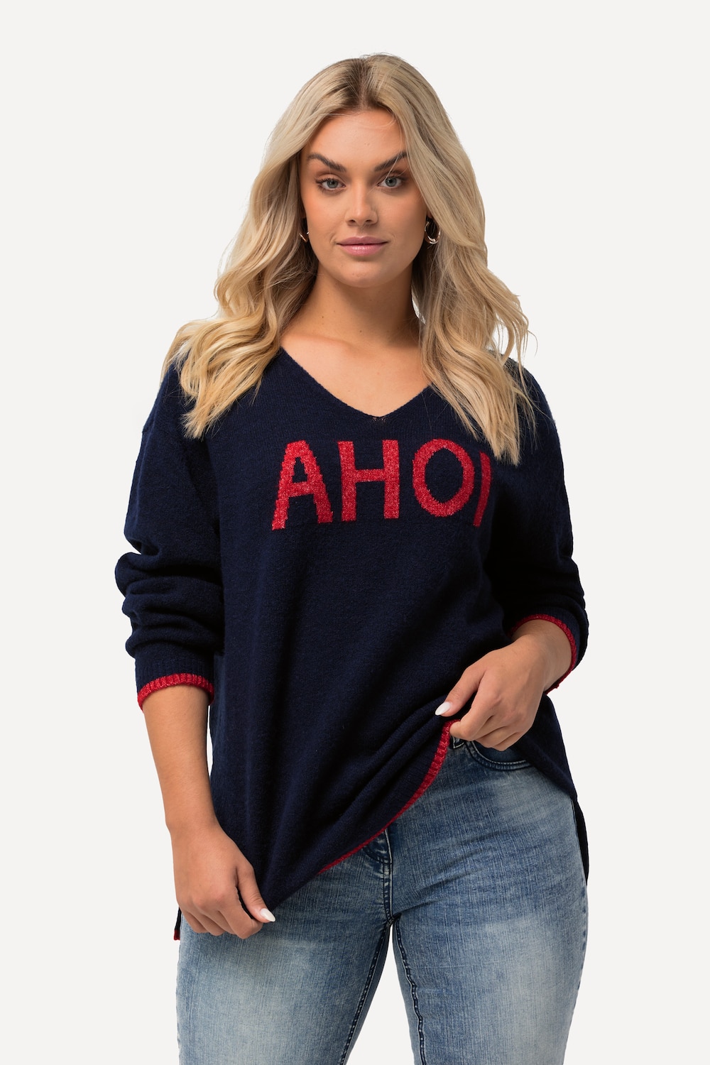 Grote Maten Pullover, Dames, blauw, Maat: 46/48, Polyester/Synthetische vezels, Ulla Popken