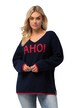 Svetr, Ahoi, oversize, výstřih do V, dlouhé rukávy