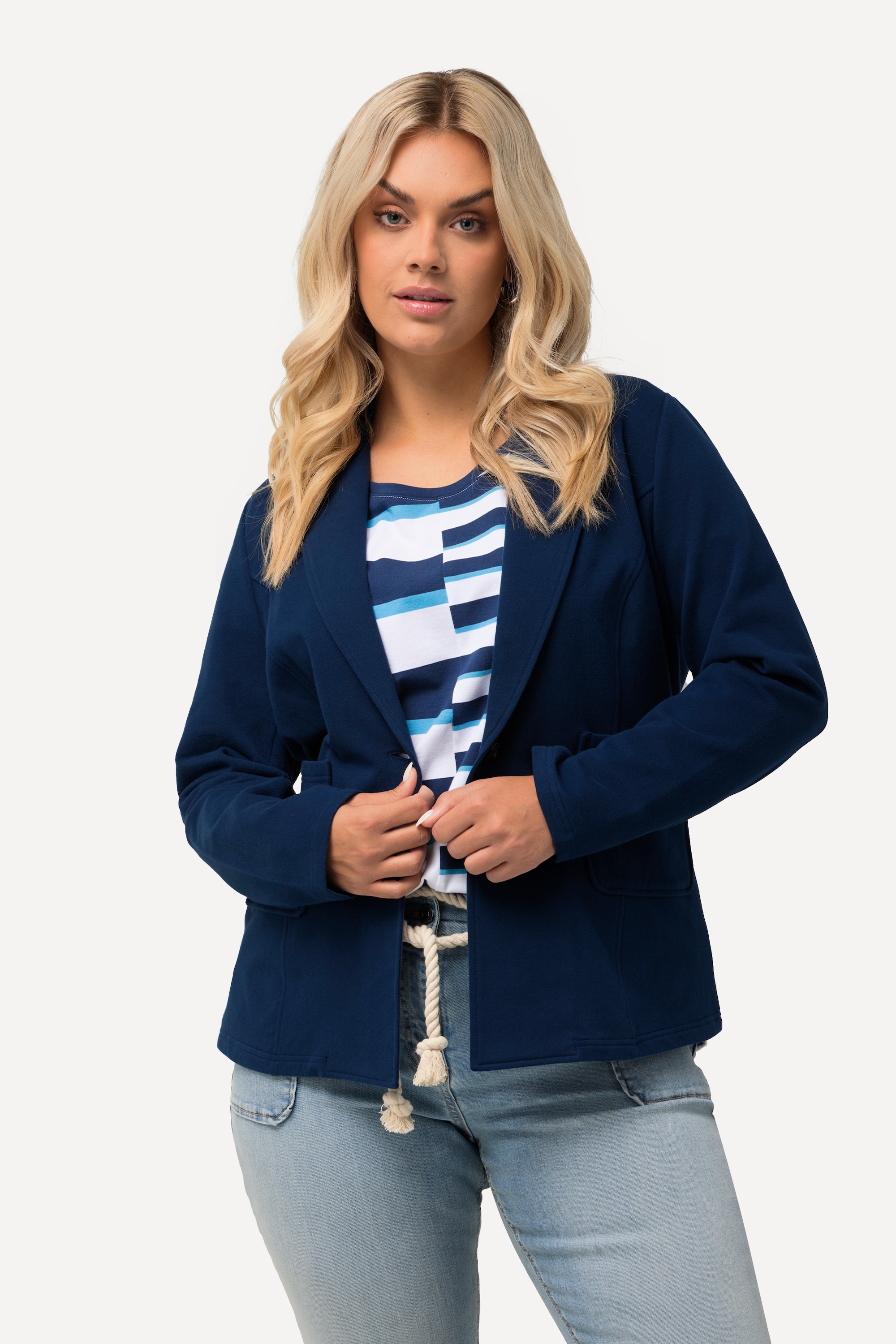 Ulla Popken Damen große Größen Sweat Blazer Stretchkomfort Reverskragen 825302