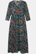 Sukienka, trapezowy krój, paisley, dekolt tunikowy, rękaw 3/4