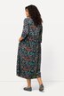 Sukienka, trapezowy krój, paisley, dekolt tunikowy, rękaw 3/4