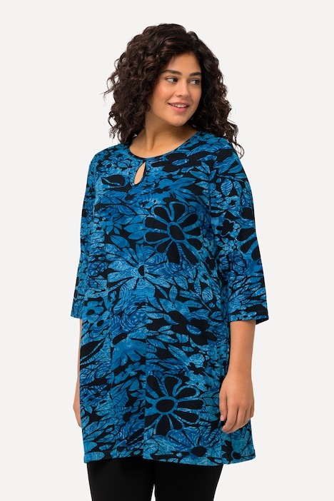 Floral  Print Keyhole Knit Tunic