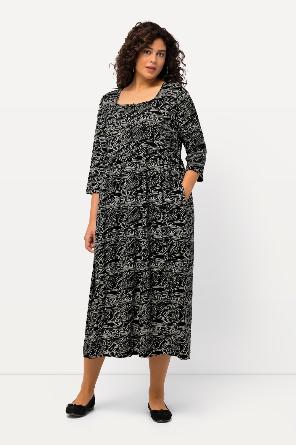 Große Größen Jerseykleid, Damen, schwarz, Größe: 62/64, Baumwolle, Ulla Popken