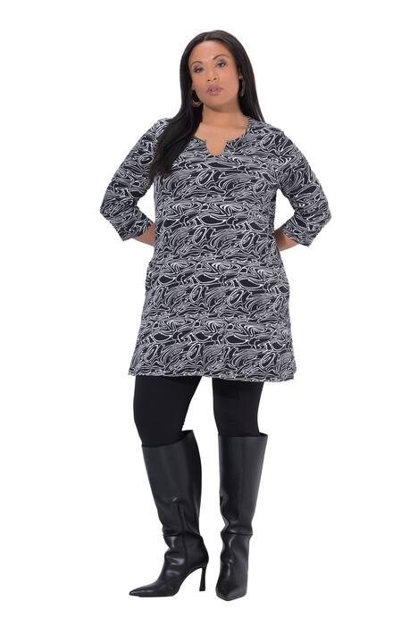 Dlouhé tričko, vlny, A střih, tunikový výstřih, 3/4 rukváy