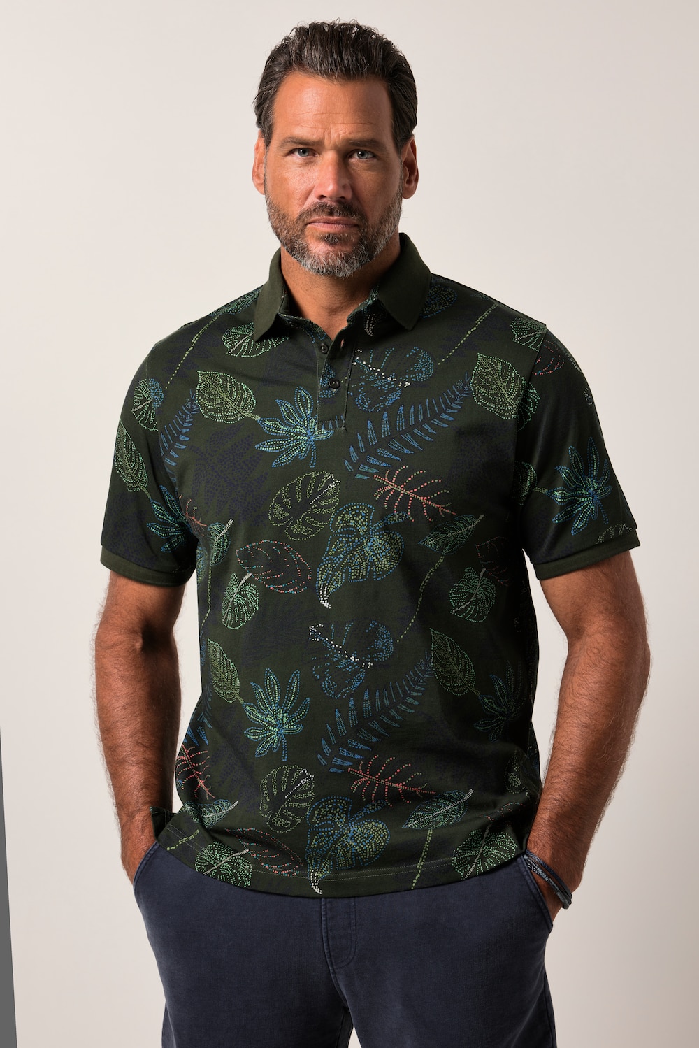 JP1880 poloshirt, korte mouw, all-over print, polokraag, tot 8XL