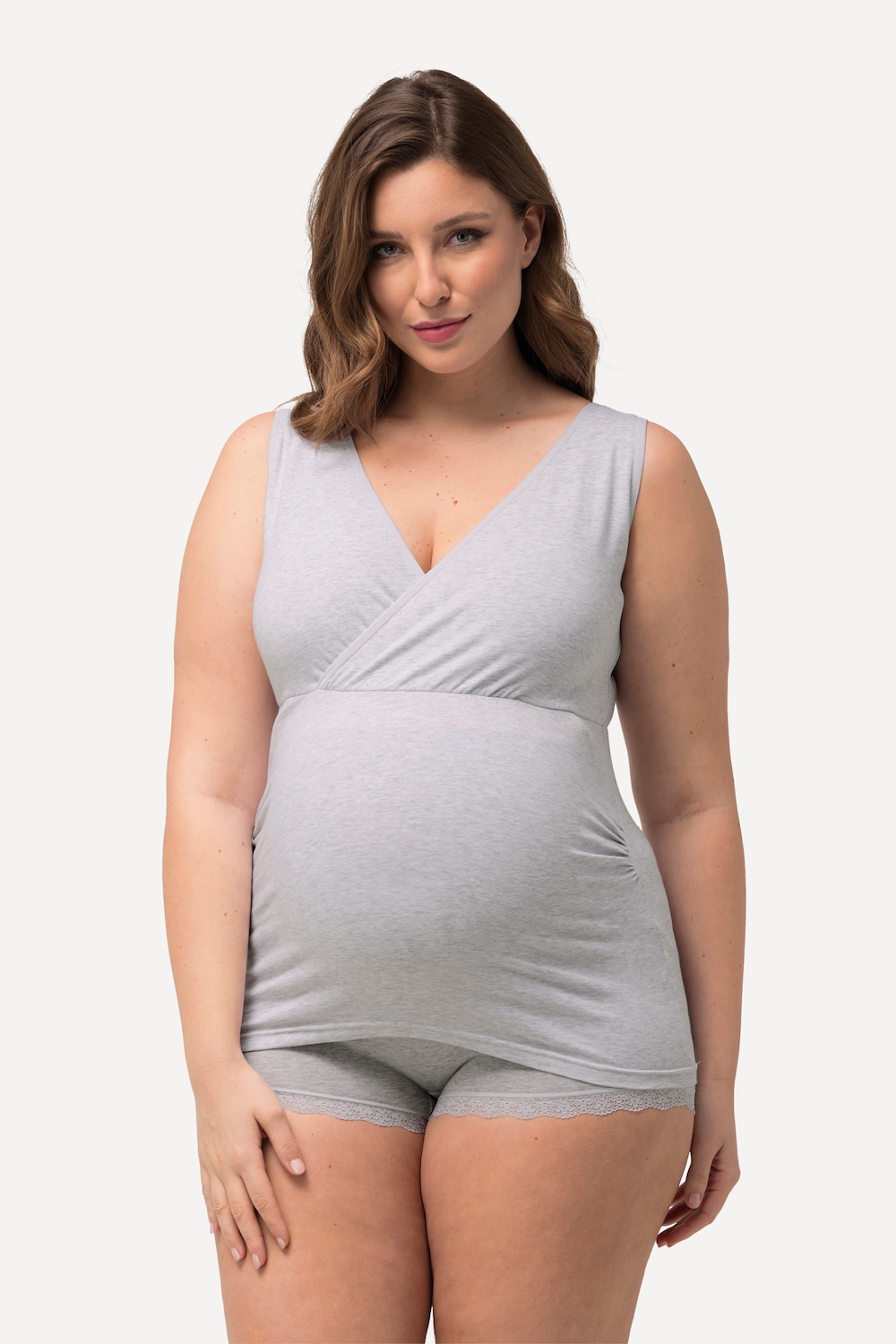 Große Größen Bellieva Unterhemd mit Stillfunktion, Damen, grau, Größe: 46/48, Baumwolle, Ulla Popken