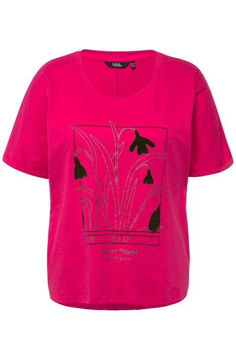 Tričko, motiv zahrady, oversize, kulatý výstřih, krátké rukávy