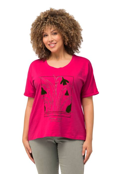 Tričko, motiv zahrady, oversize, kulatý výstřih, krátké rukávy