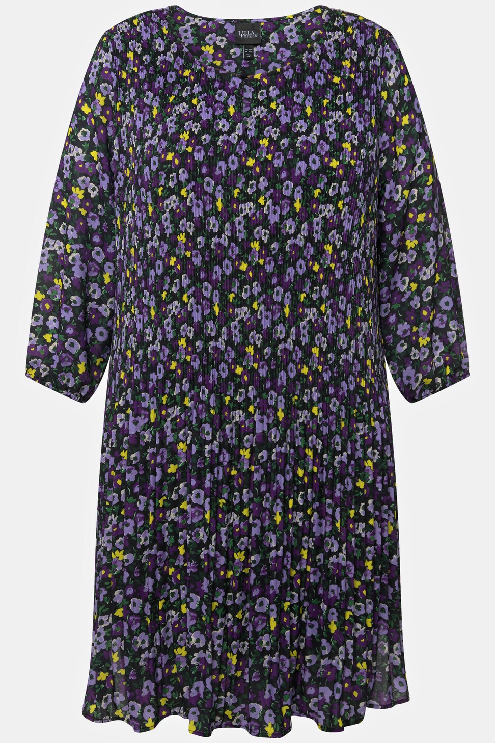 Pigiama Donna Ulla Popken Con Fiori – Scollo Girocollo E Mezze Maniche, Pantaloni Lunghi Con Tasche – Modello 843256