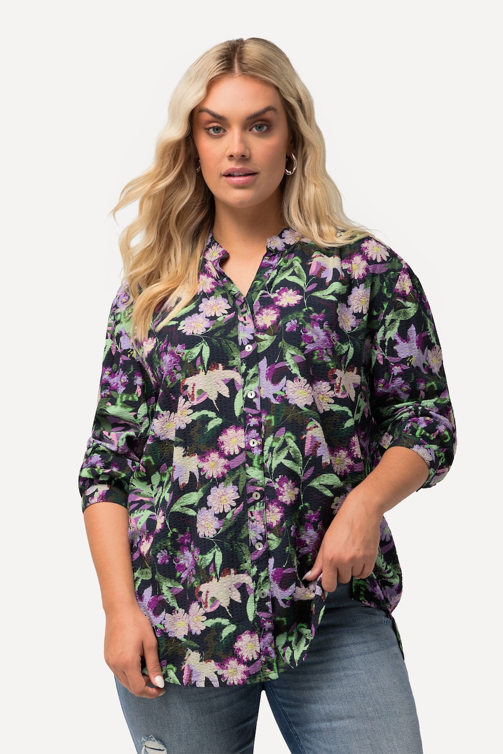 Grote Maten Blouse, Dames, zwart, Maat: 54/56, Synthetische vezels/Katoen, Ulla Popken