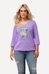 Shirt, Blumenmotiv, Gummisaum, Rundhals, 3/4-Arm