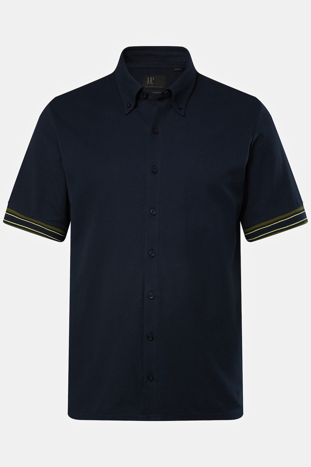 Overhemd van piqué, korte mouwen, buttondown-kraag, moderne pasvorm, tot 8XL