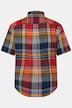 Linen blend check shirt, short-sleeve, button-down collar, modern fit, up to 8 XL