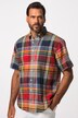 Linen blend check shirt, short-sleeve, button-down collar, modern fit, up to 8 XL