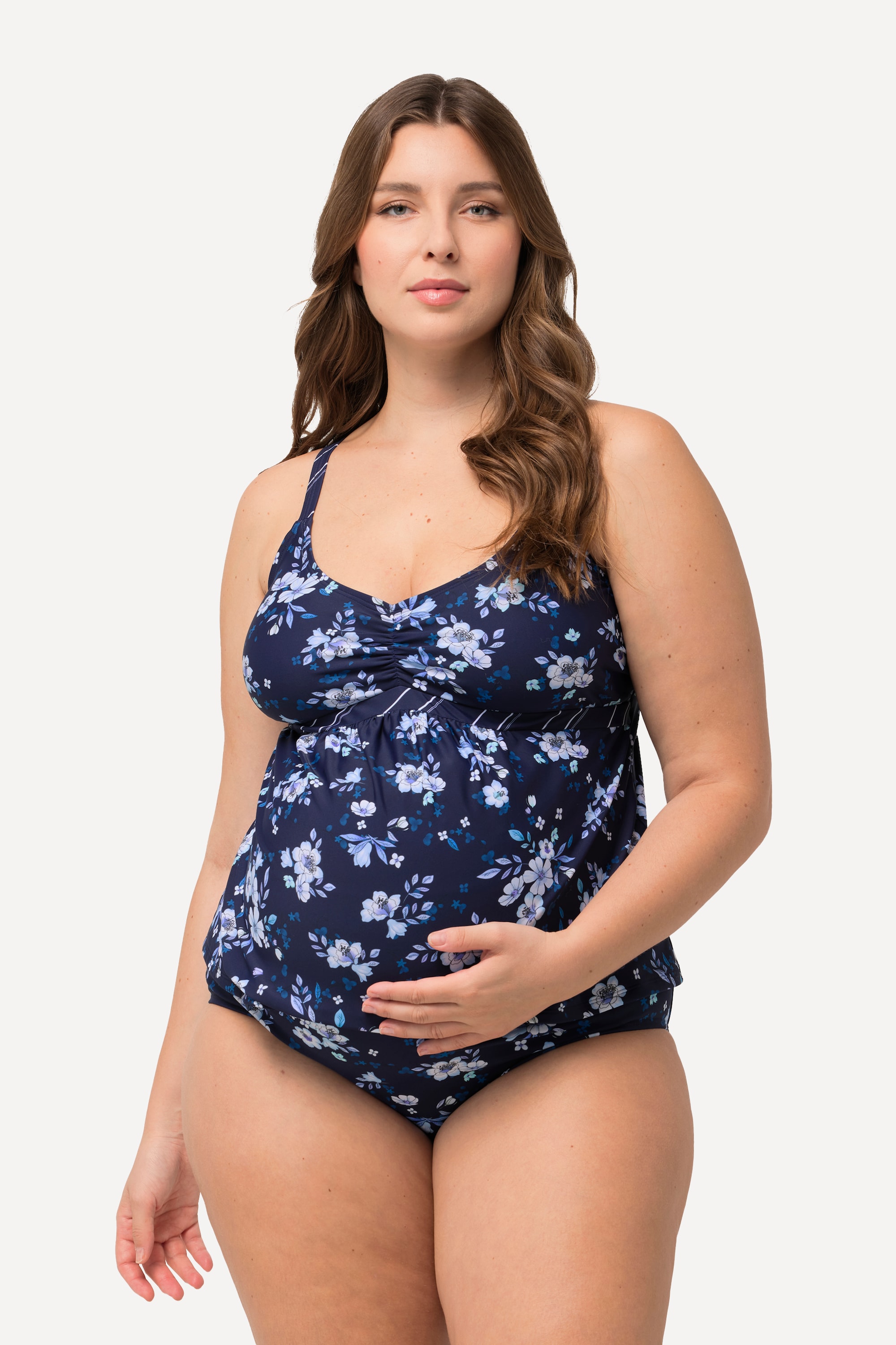 Ulla Popken Damen große Größen Bellieva Tankini Umstandsmode Blüten Ringel
