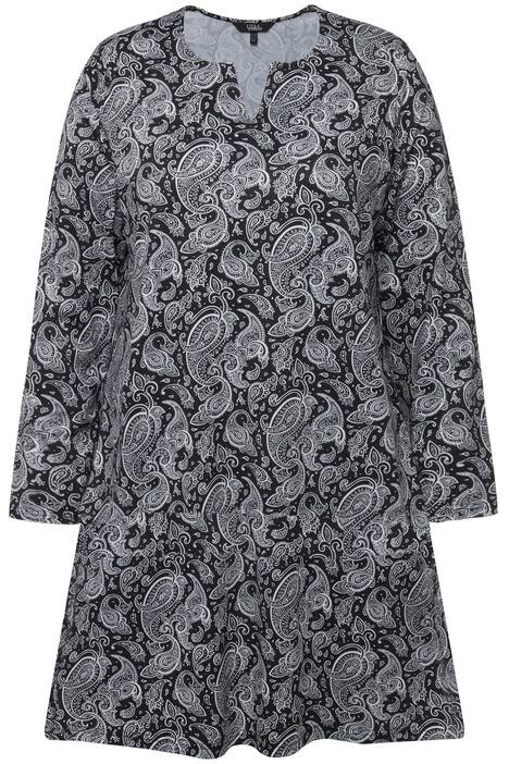 Dlouhé tričko, A střih, kašmírový vzor, tunikový výstřih, dlouhé rukávy