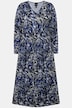 Matte Jersey  V-Neck Empire Print Long Sleeve Dress
