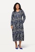 Matte Jersey  V-Neck Empire Print Long Sleeve Dress