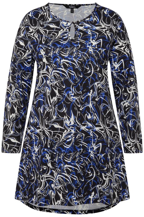 Dlouhé tričko, A střih, liniový vzor, kulatý výstřih s rozparkem, dlouhé rukávy