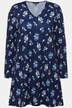 Matte Jersey V-Neck Navy Floral Swing Tunic
