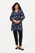 Matte Jersey V-Neck Navy Floral Swing Tunic