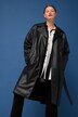 Trenchcoat van imitatieleer, oversized, nappaleer, reverskraag, dubbele rij knopen, lange mouwen