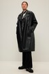 Trenchcoat van imitatieleer, oversized, nappaleer, reverskraag, dubbele rij knopen, lange mouwen