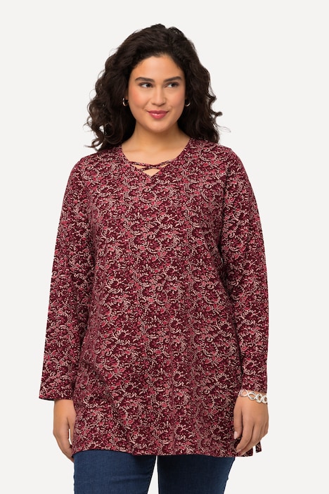 V-Neck Crossover Neckline Print Knit Tunic | Knit Tunics | Knit Tops & Tees