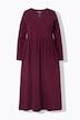 Jersey-Maxikleid, A-Linie, Tunika-Ausschnitt, Langarm