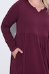 Jersey-Maxikleid, A-Linie, Tunika-Ausschnitt, Langarm