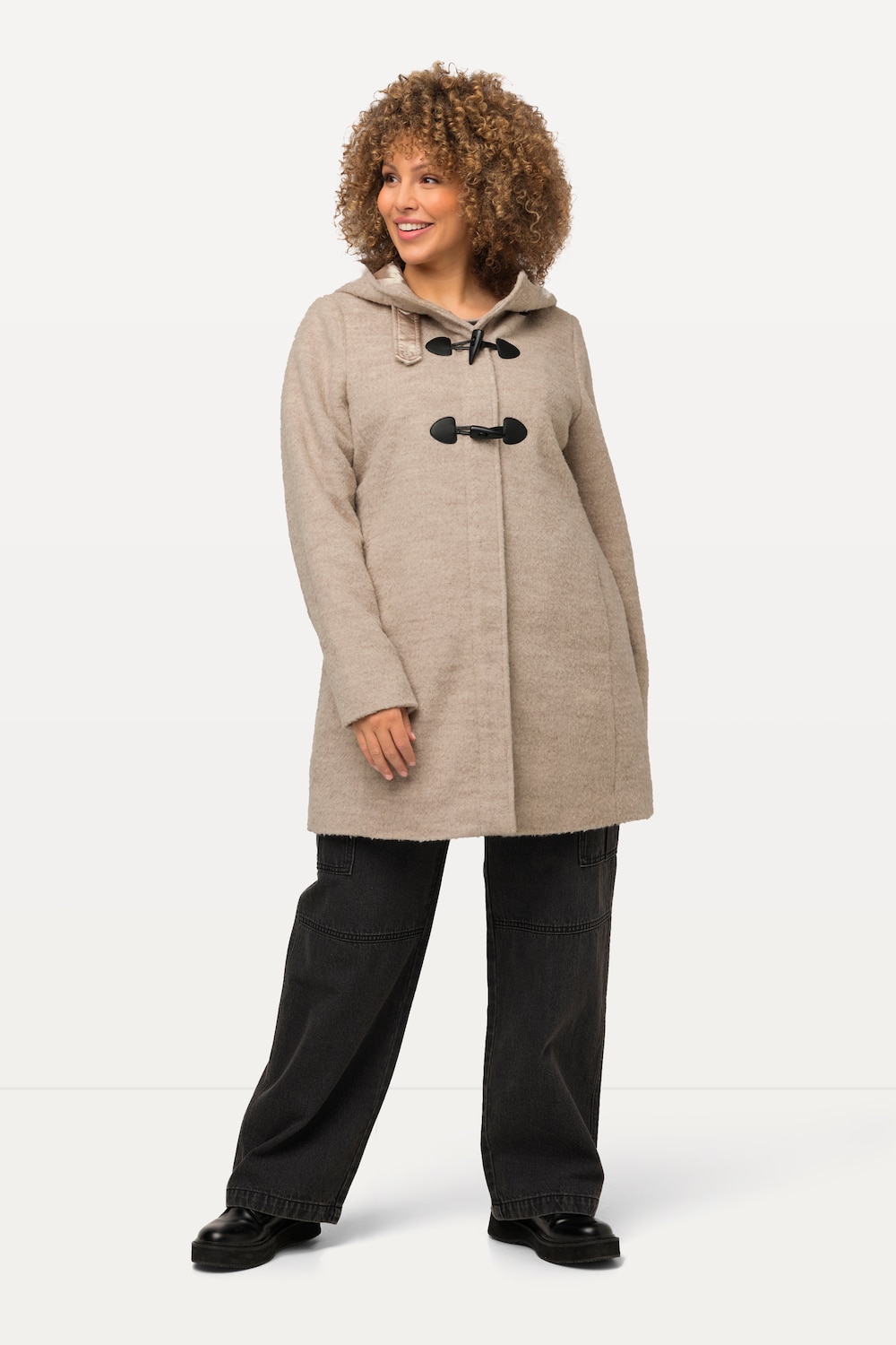 Große Größen Dufflecoat, Damen, beige, Größe: 50/52, Polyester/Wolle, Ulla Popken