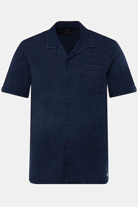 Chemise en maille piquée à manches courtes et col cubain. Coupe Cuba-Fit. Jusqu'au 8XL.