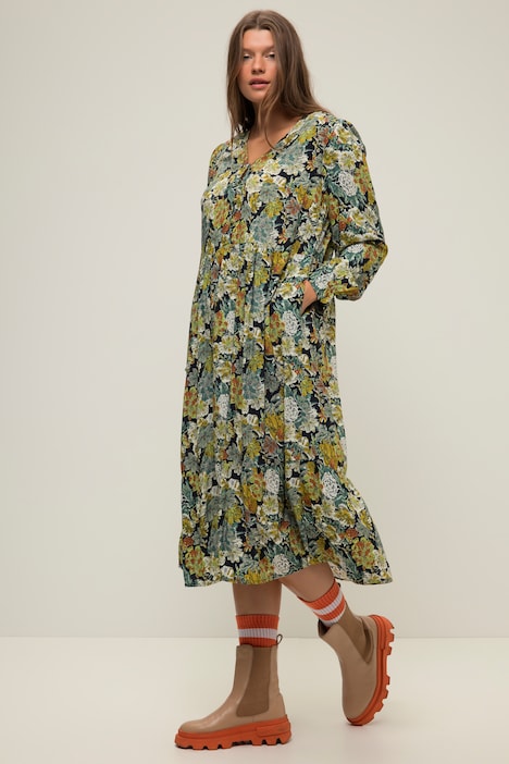 Long Sleeve Floral A-Line Dress | More Dresses | Dresses