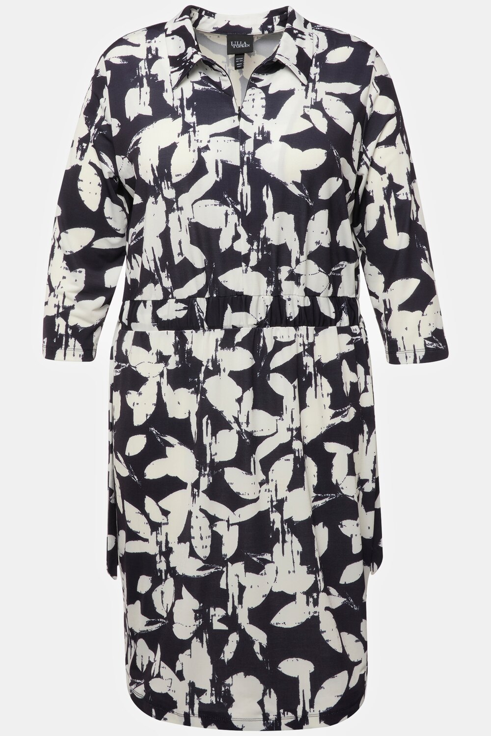Stora storlekar Jerseyklänning med bladprint, Dam, blå, storlek: 46/48, Polyester, Ulla Popken