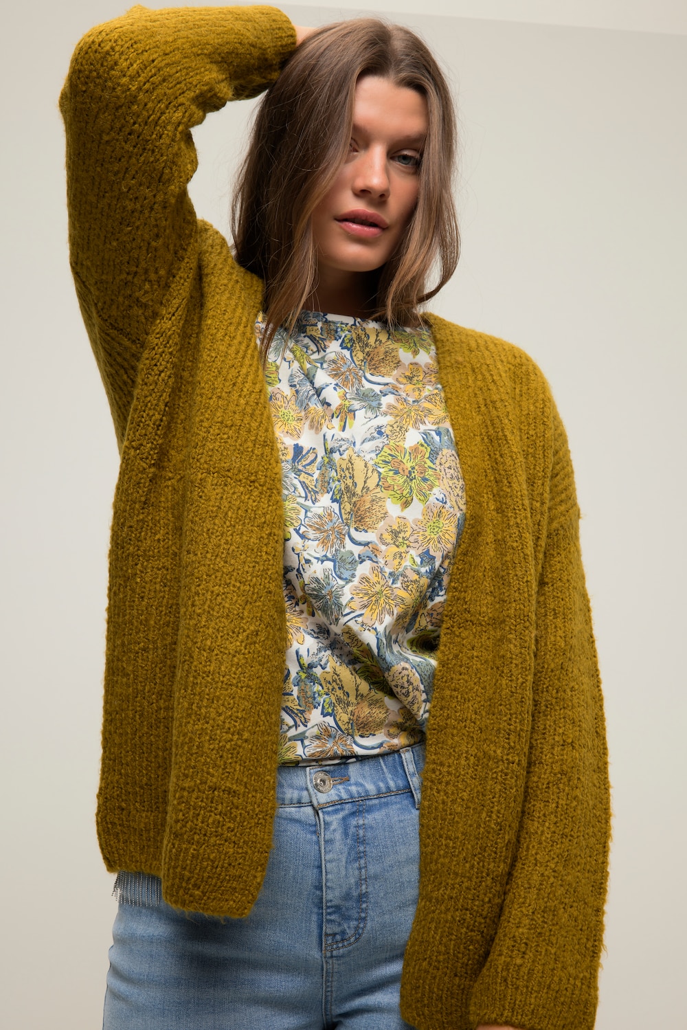 Grote Maten Cardigan, Dames, bruin, Maat: 54/56, Synthetische vezels/Wol, Studio Untold