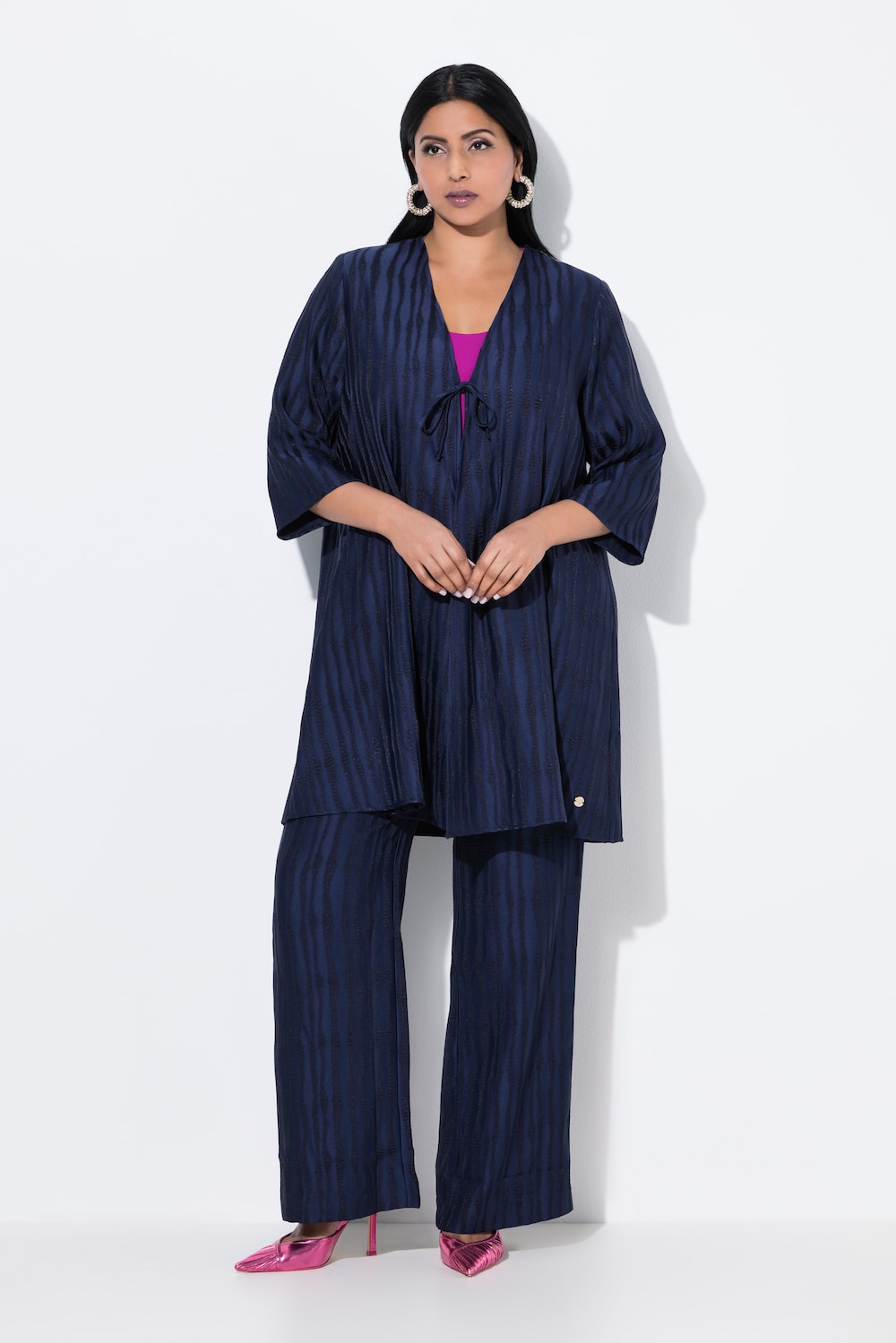 Große Größen Easy-Going-Jacke, Damen, blau, Größe: 46/48, Viskose/Polyester, Ulla Popken