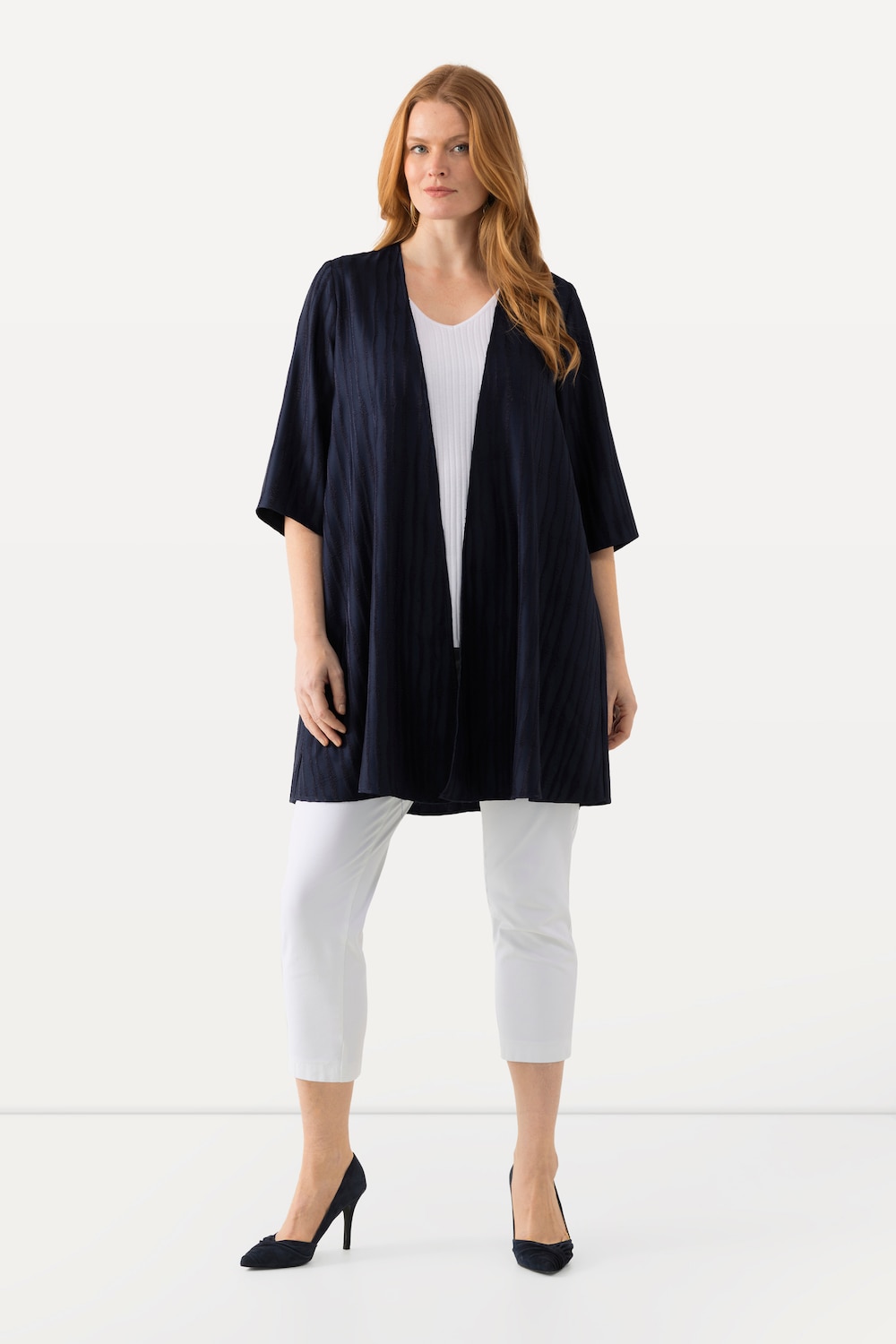 Große Größen Easy-Going-Jacke, Damen, blau, Größe: 42/44, Viskose/Polyester, Ulla Popken