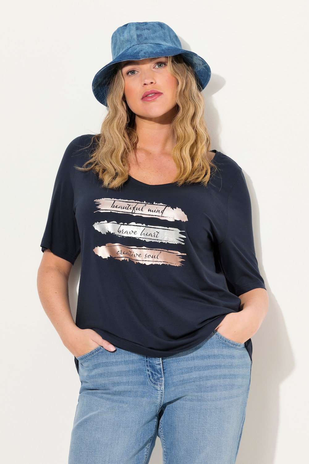 Große Größen T-Shirt, Damen, blau, Größe: 46/48, Viskose, Ulla Popken