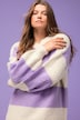 Pullover, oversized, Grobstrick, Blockstreifen, Rundhals, Langarm