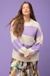 Pullover, oversized, Grobstrick, Blockstreifen, Rundhals, Langarm