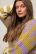 Pullover, oversized, Grobstrick, Streifenmix, Rundhals, Langarm