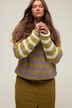 Pullover, oversized, Grobstrick, Streifenmix, Rundhals, Langarm