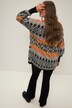 Stickad kofta i lång modell med Norge-mönster, v-ringning och lång ärm