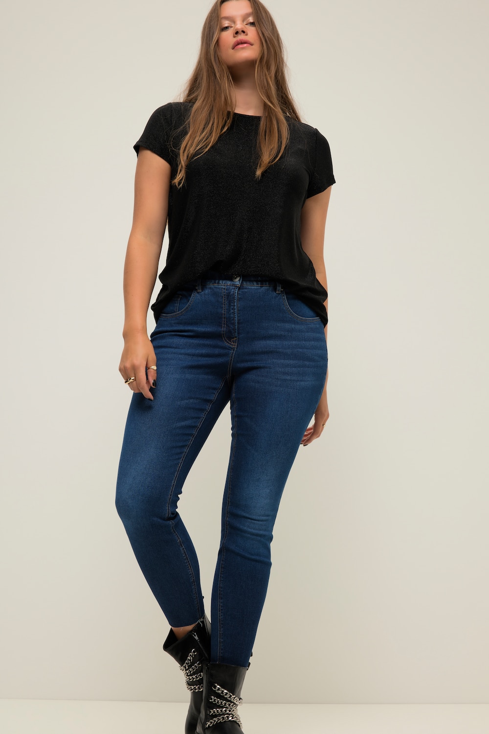 Grote Maten Skinny jeans, Dames, blauw, Maat: 52, Katoen/Polyester, Studio Untold