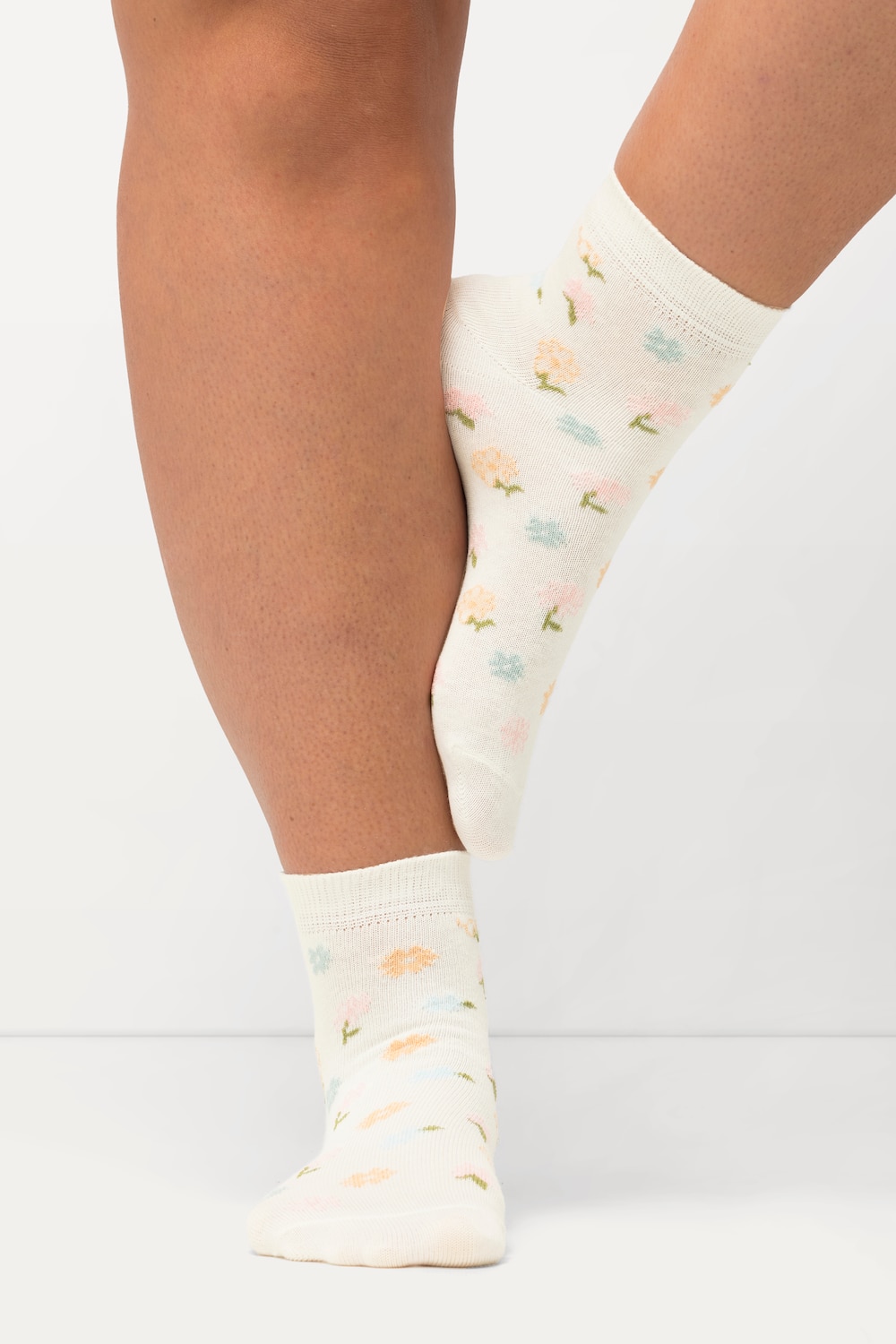 Große Größen 2er-Pack Socken, Damen, weiß, Größe: 39-42, Baumwolle/Synthetische Fasern, Ulla Popken