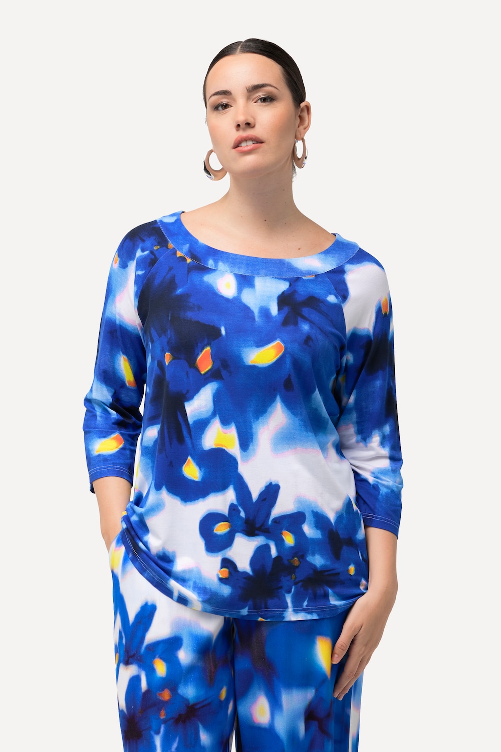 Grote Maten Shirt, Dames, blauw, Maat: 46/48, Viscose, Ulla Popken