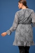 Robe trapèze en mousseline à micro-motif léopard, manches longues et col tunisien