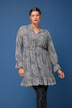 Robe trapèze en mousseline à micro-motif léopard, manches longues et col tunisien